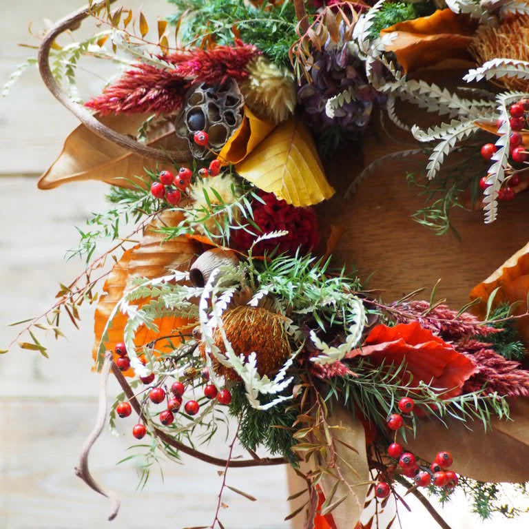 ドライフラワーのクリスマスリース達